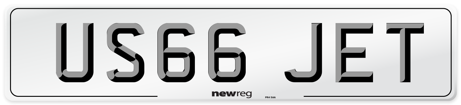 US66 JET Number Plate from New Reg